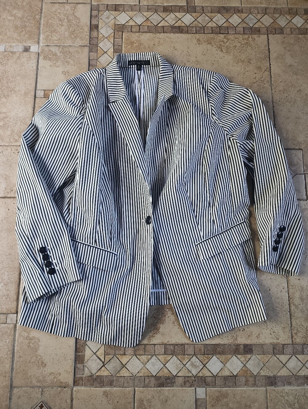 Lafayette 148 Striped Black & White Blazer